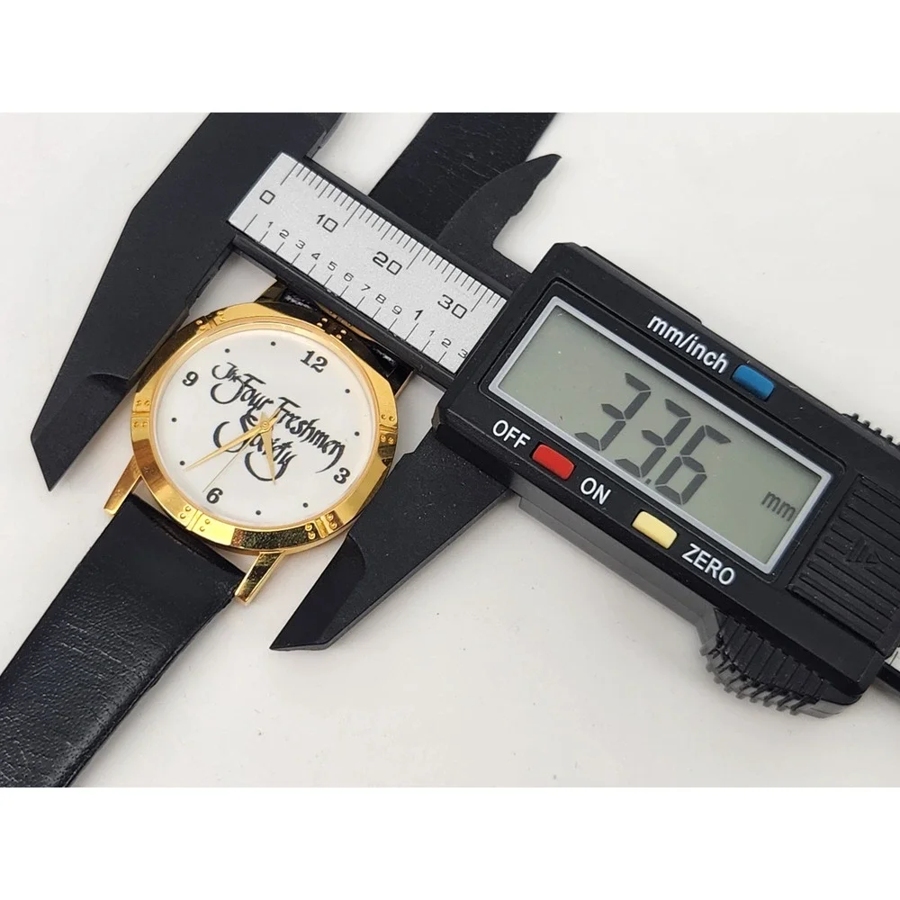 Image Watches Inc California Quartz White Dial Gold Case Black Leather Strap